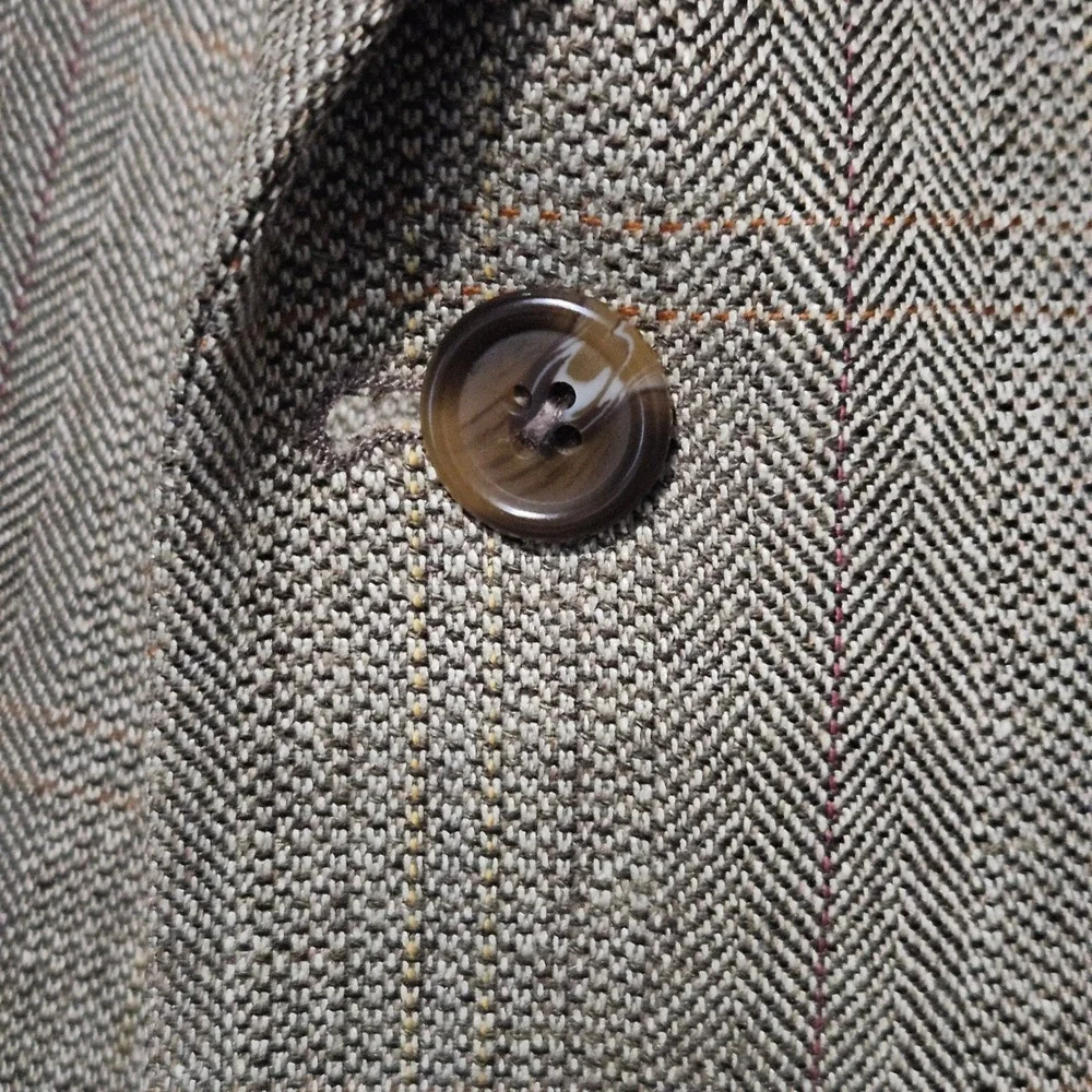 Polo University Club Ralph Lauren Silk Wool Linen Herringbone Blazer 43R Tan